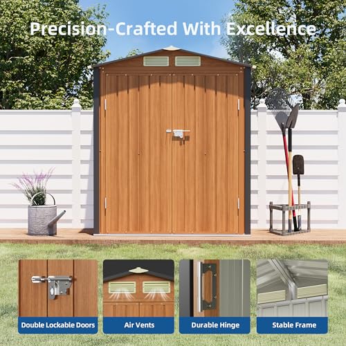 Canovire 5x3FT Outdoor Storage Shed, Metal Garden Shed with Floor Base, Updated Frame Structure & Lockable Doors, Large Tool Shed for Backyard, Patio,Lawn,Utility & Bike Storage - Thumbnail 7