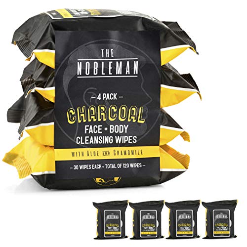 Men's Charcoal Face + Body Cleansing Wipes - 4 Pack (120Ct) #TOP1