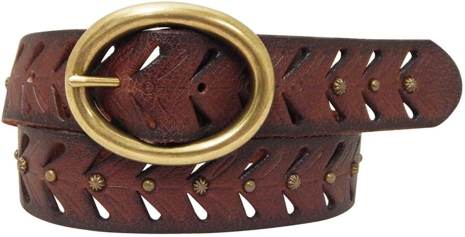 Cowgirls Rock Western Belt Womens Leather Oval Buckle Brown 6550300