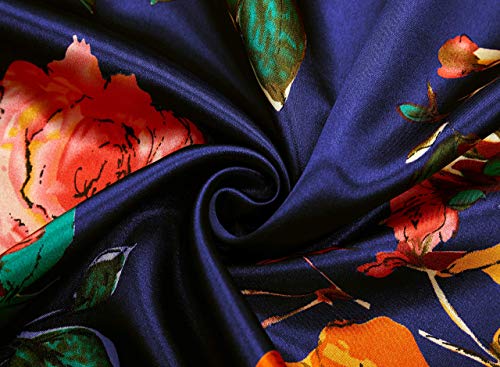 Image of BABEYOND Women's Kimono Robe Long Satin Silky Floral Lightweight Bridesmaid Wedding Bachelorette Party Robe