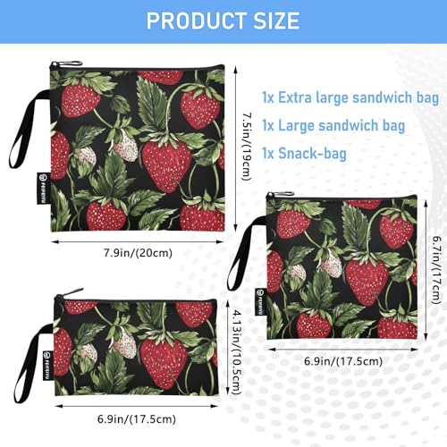 Bolsas reutilizables para snacks viaje 3 piezas rojo miniatura 3