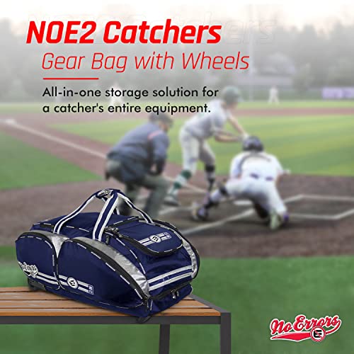 No Errors Noe2 Catchers Gear Bag With Wheels- Large Bag For Catcher’s Equipment, Baseball & Softball Bag, Baseball Bat Bag, Helmet Bag, Bag For Catchers With Wheels(Navy) #TOP1