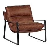 Fauteuil club tissu marron et métal noir Casita TORSTEN 80cm - L 80 x l 78 x H 80 cm