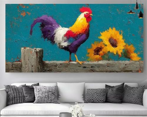 Peinture Diamant 5D Grand Format 100x200cm Broderie Canvas Poulet Tournesol