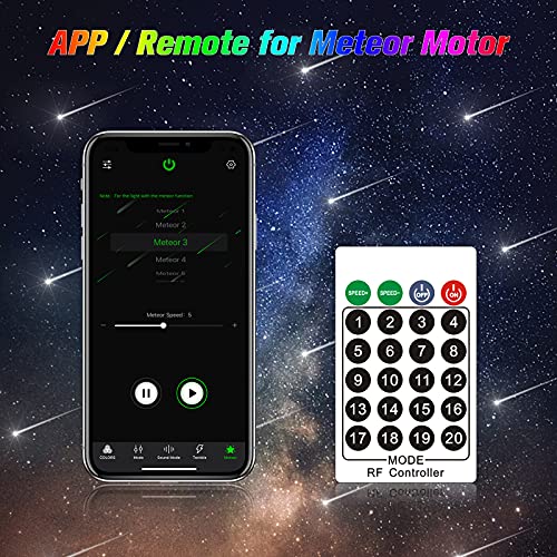 Image of CHINLY Meteor 3W 96pcs 0.03in 9.8ft Bluetooth 12LEDs Fiber Optic Lights Kit Remote /APP Control + DC Power Splitter Cable for Car /Home Theater(Shooting Star Effect only)