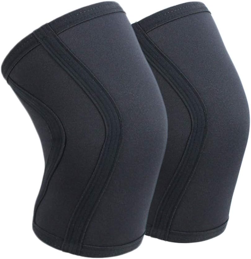 Heavy Duty 7mm Neoprene Knee Sleeves Compression Knee Brace Support for Weightlifting Powerlifting Squatting Training Fitness (L - for 14"-15" Patella Circumference)