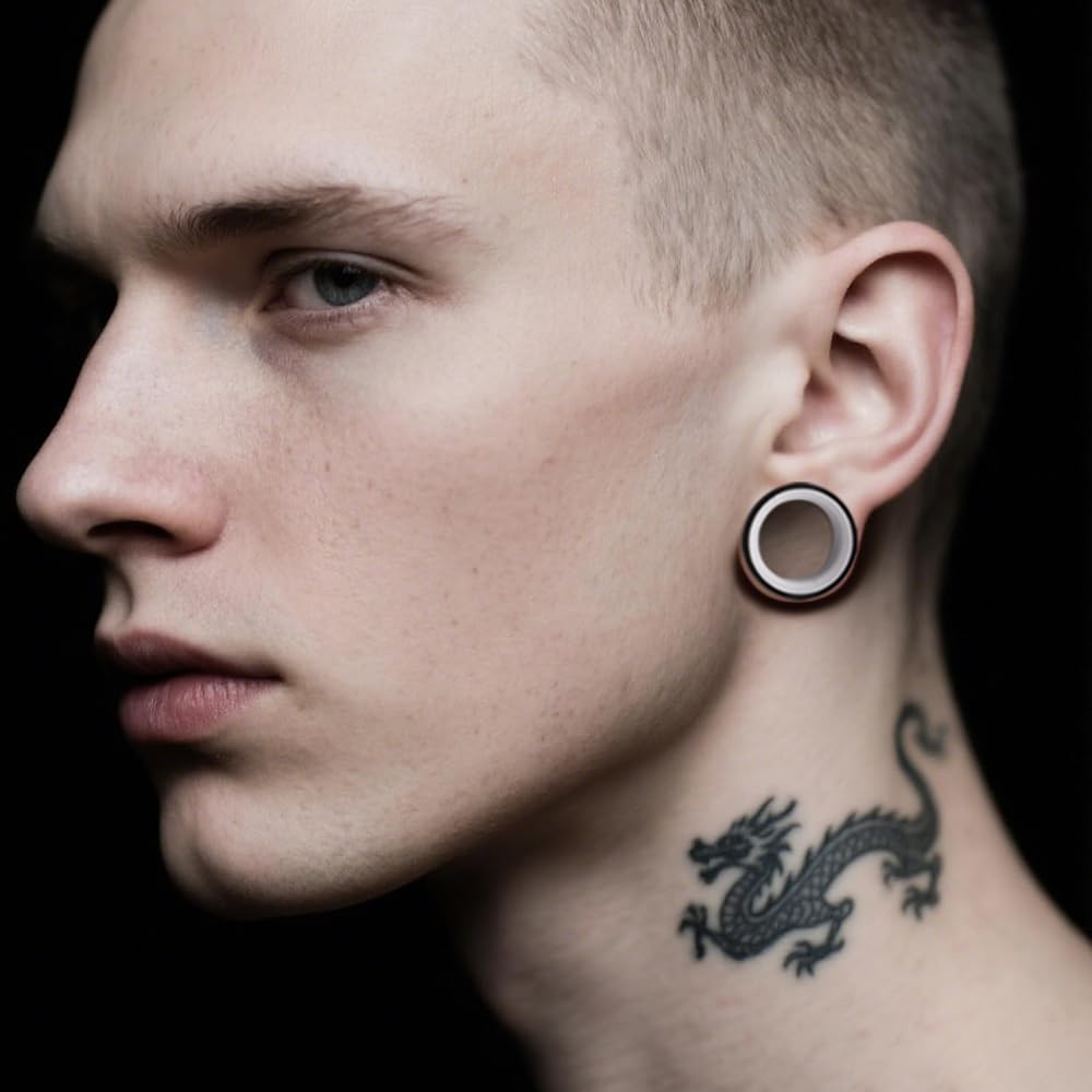 Vankula Ohr Tunnel 1 Paar Double Flared Flesh Plugs Ohrendehner Einfache Edelstahl Ohrpiercing Ohrloch dehnen Schmuck für männer damen 6mm bis 25mm