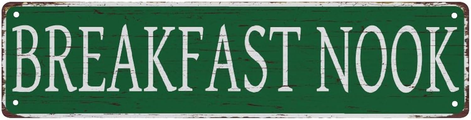 peiyeety Vintage Metal Tin Sign Breakfast Nook Vintage Sign, Retro Wall Decor for Home, Bar, Garage, Cafe, Man Cave, Kitchen, Dining Room, Rustic Wall Art for Indoor and Outdoor Decoration, 4x16 Inch