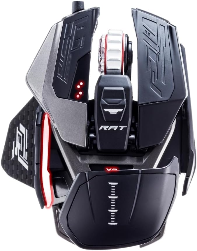 The Authentic R.A.T. Pro X3 Wired Gaming Mouse - 16000Dpi - 3 Scroll Wheel Ring Options – With Extra Accessories - On-Board Memory For 10 User Profiles - Carbon Fiber Thumb Rests, Black