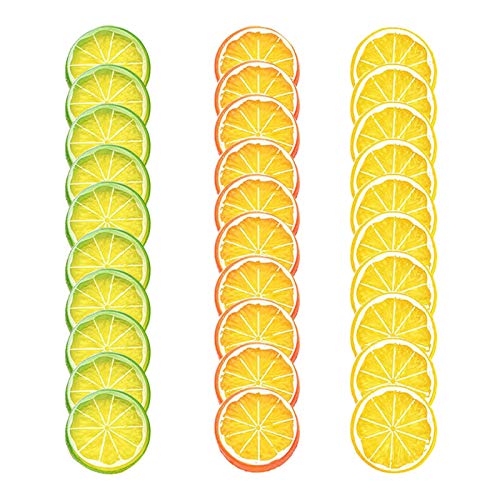 Akenhety 30pcs Artificial Lemon Slices Home Kitchen Decor Fake Fruit