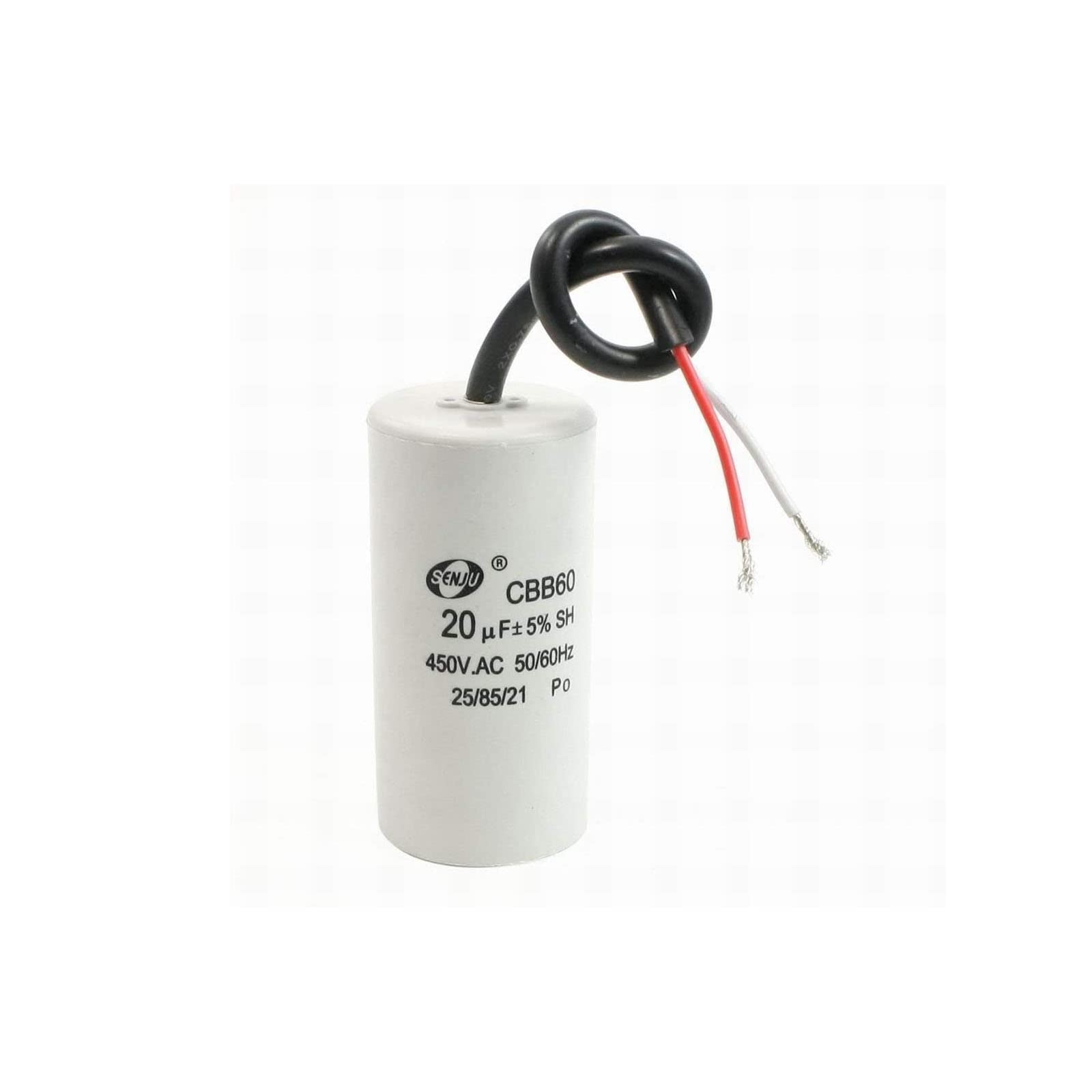 US CBB60 20uF Wire Lead Cylinder Motor Run SH Capacitor AC 450V
