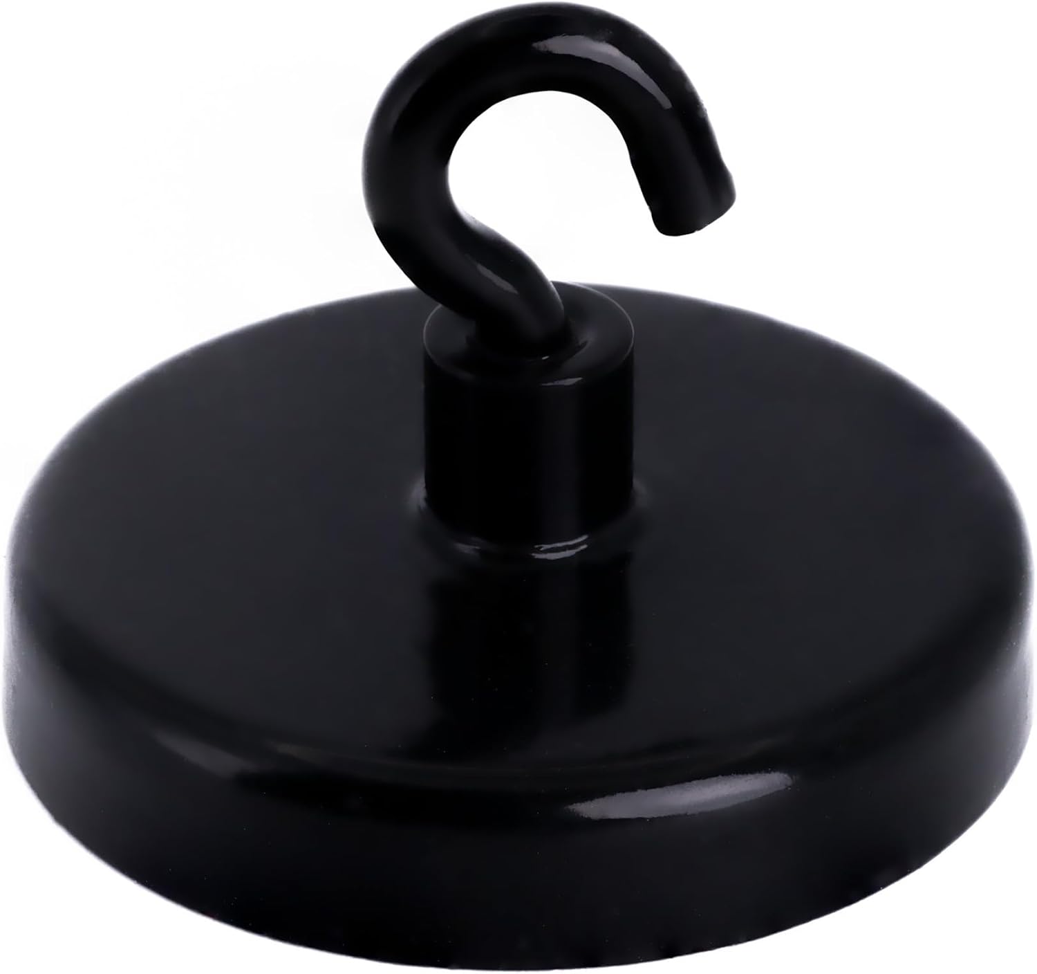 1 37/64" Dia Ceramic Black Painted Clamping Magnet with M4 Hook - 22.49lbs Pull (Pack of 40)