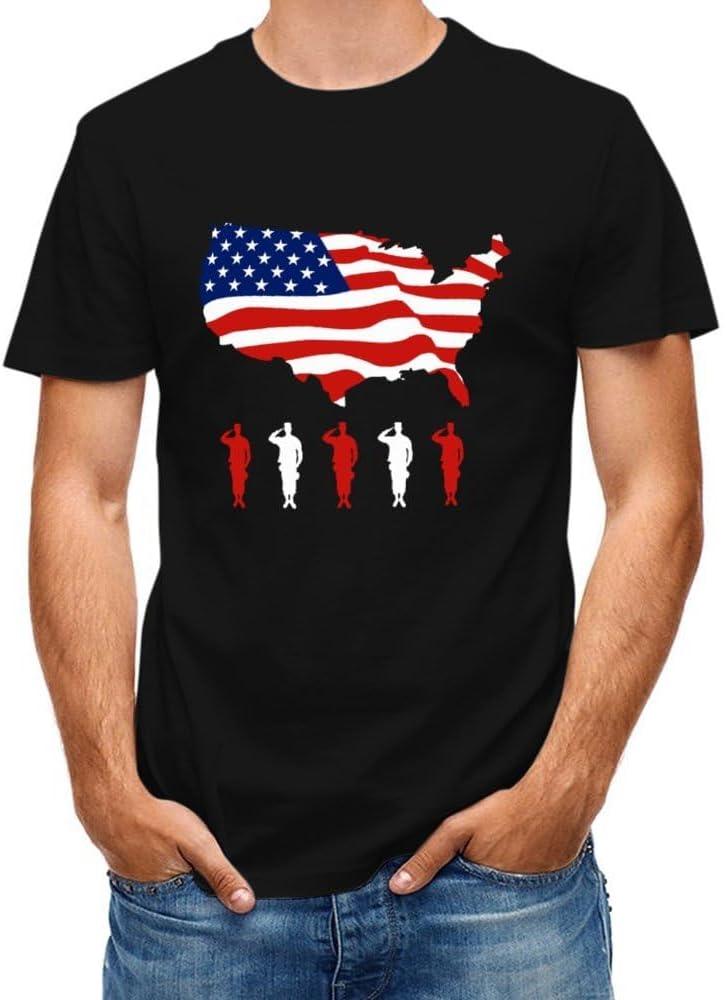 Lzzidou Men's 4th of July Shirts American Flag Patriotic Shirts Short Sleeve USA Memorial Day Cotton T Shirts - Image 3