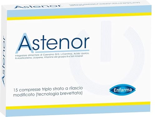 Astenor Integratore Alimentare di Vitamine del gruppo B, Coenzima Q10, Carnitina, Zinco, Folato e Selenio 15 compresse