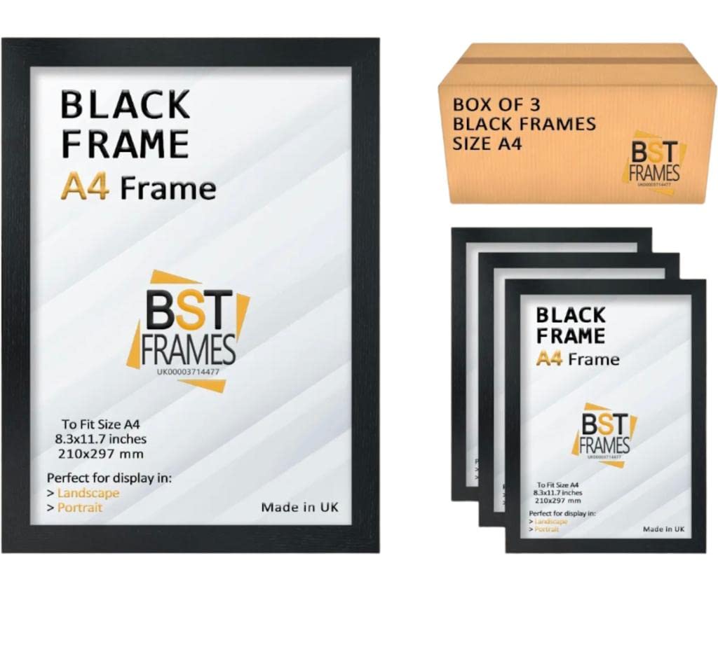 Pack Of 3 Modern Picture Photo Poster Frames (Black, A4 (297 x 210mm))