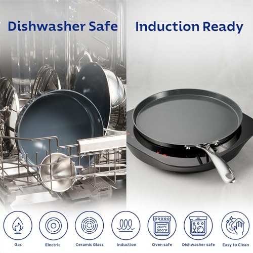 Image of TRAMONTINA Fusao Healthy Triply Ceramic 28cm Dosa Tawa | Non Toxic (PFAS /PTFE /PFOA Free) Dosa Tawa | Uttapam Tawa | Roti Tawa | Parantha | Induction Friendly I 10 Year Warranty