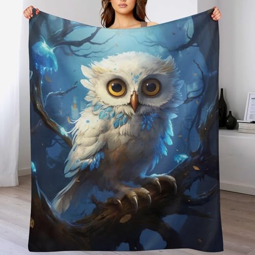 Couverture hibou plaid canapé flannel pour soirées cocooning