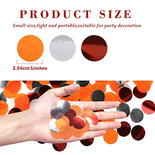 Image of VCOSTORE 1 Inch Tissue Paper Confetti Circles,1.76oz Round Paper Table Confetti Circle Dots, Suitable for Birthday Wedding Party Decoration and Baby Shower decorations,Orange and Silver,5000 Pieces