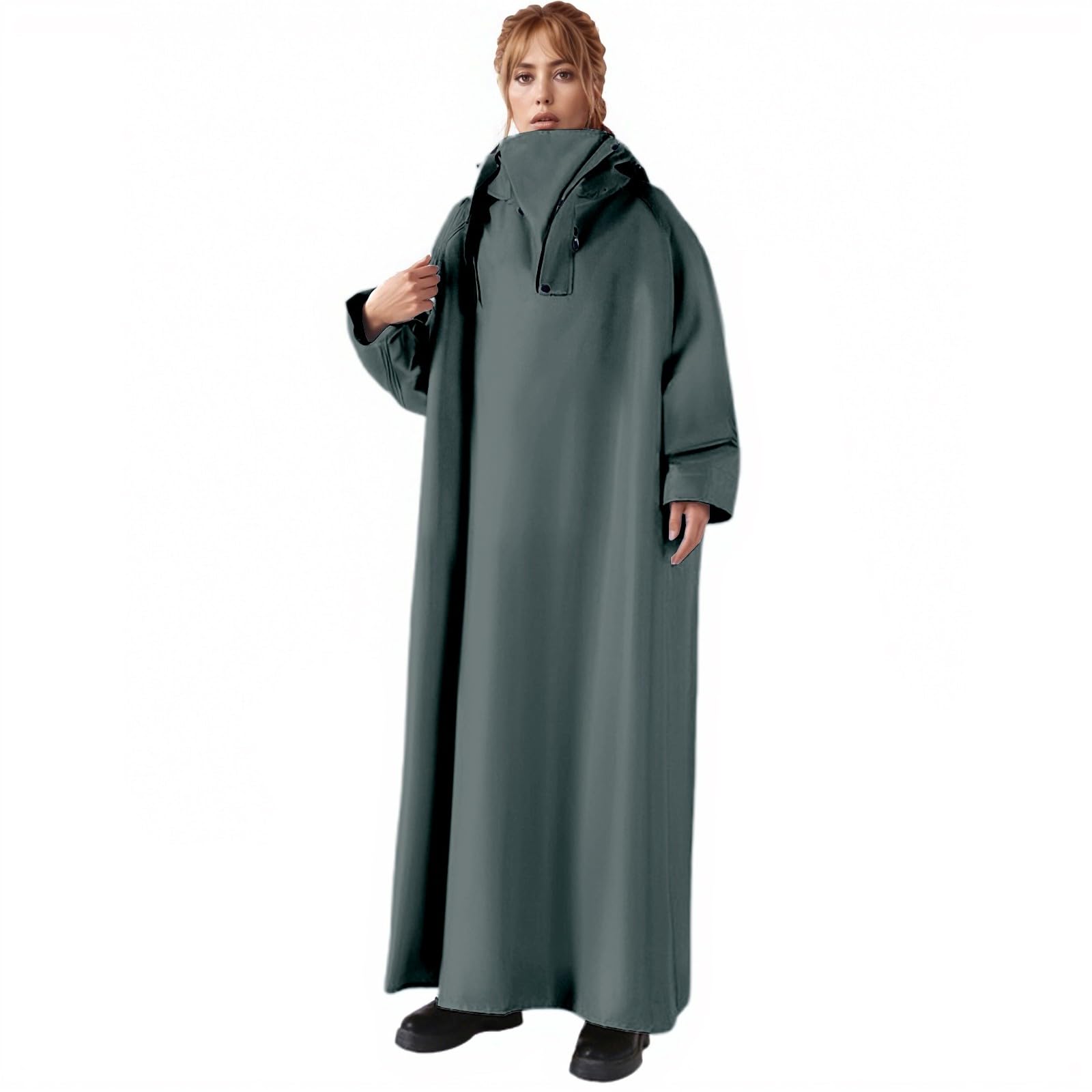 Chubasquero largo para hombre y mujer, impermeable, chaqueta de bicicleta, poncho de lluvia, mono a prueba de viento, chaqueta de lluvia para bicicleta, monocolor, chaqueta de trabajo gruesa