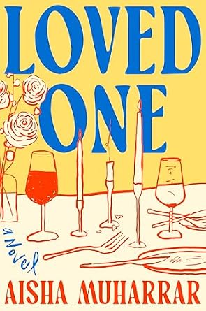 Loved One by Aisha Muharrar, depicting an illustrated red table setting above a yellow wall.
