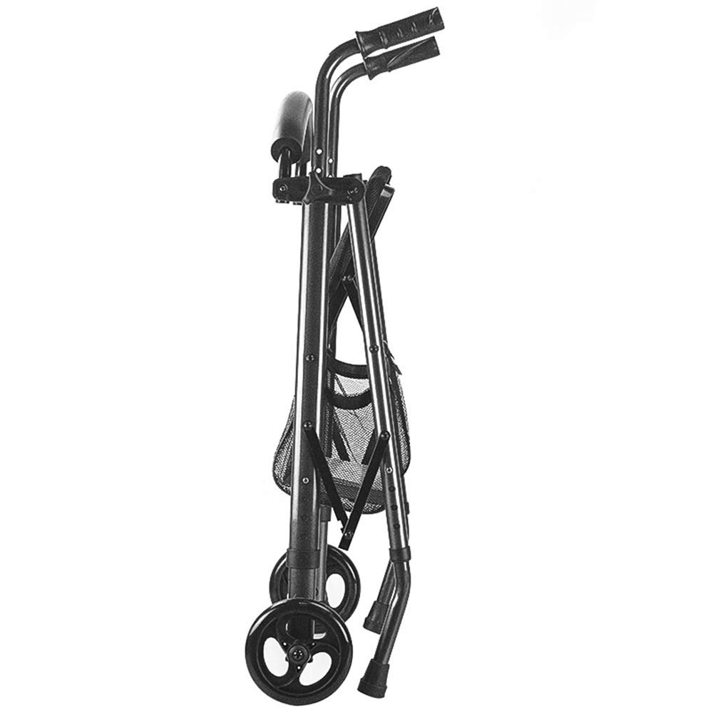 Sedia a rotelle,Nero Anziani Walker Walker Pieghevole Carrello retrattile in alluminio Ausili per la deambulazione