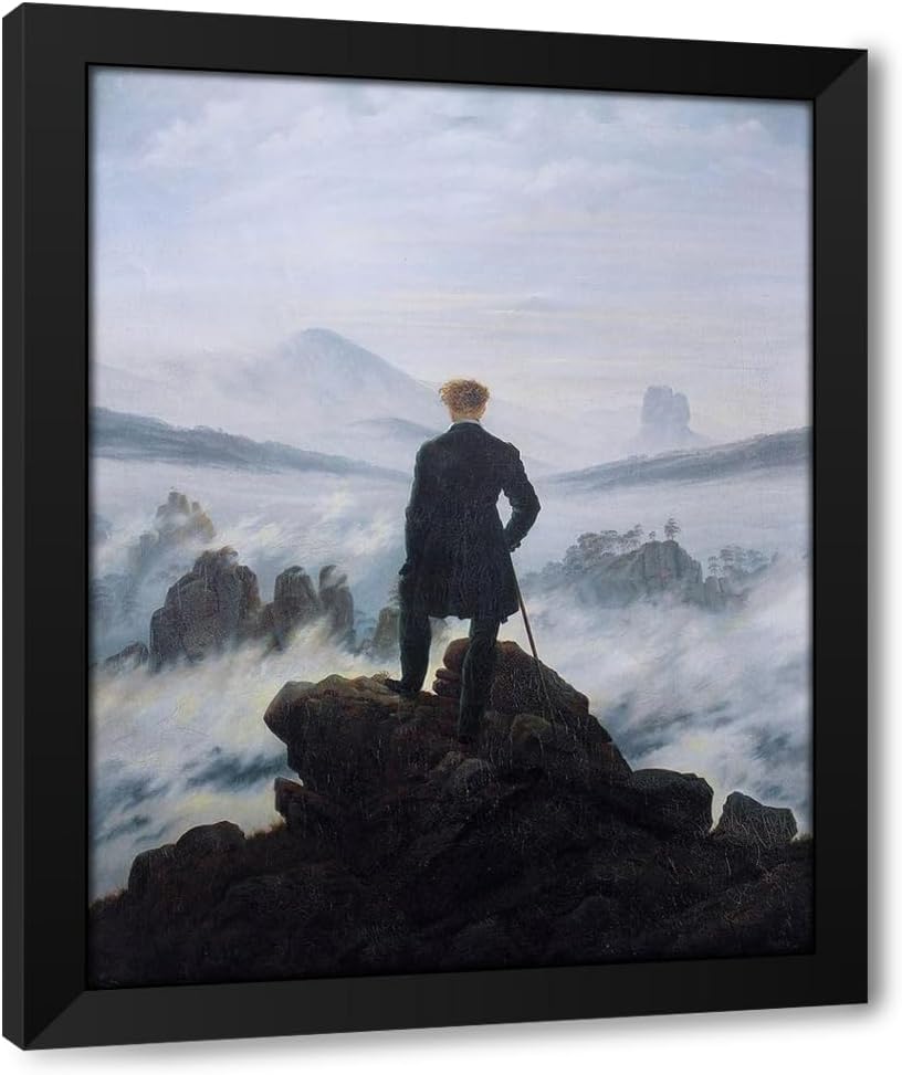 ArtDirect Wanderer Above the Sea of Fog Custom Framed Art Print Giclee Print or Canvas Options with Various Sizes and Customization by Friedrich, Caspar David