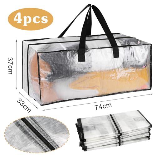4 Pack 92L Clear Clothes Storage Bags - Image 2