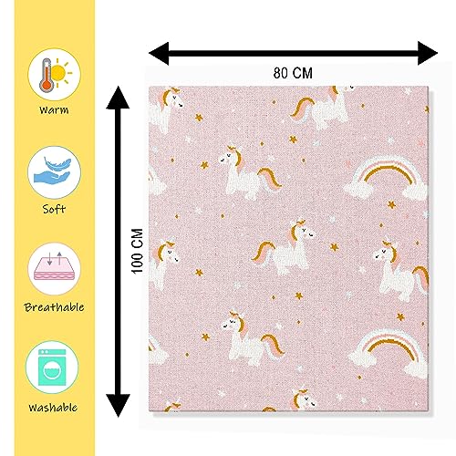 Nevni Cute Unicorn Knitted Soft Cotton Reversible Baby Blankets for Newborn Boy Girls Pink, 80 cm x 100 cm - Image 3