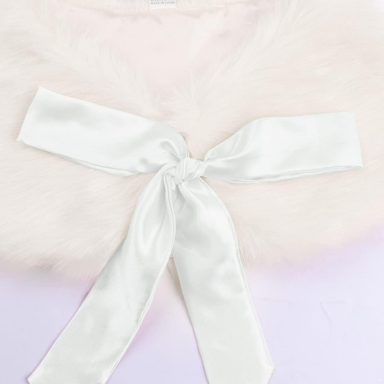 Kids Girls Faux Fur Shoulder Cape Coat Ribbon Ties Princess Bridesmaid Dress Cover Up Wraps Shawl Bolero Shrug