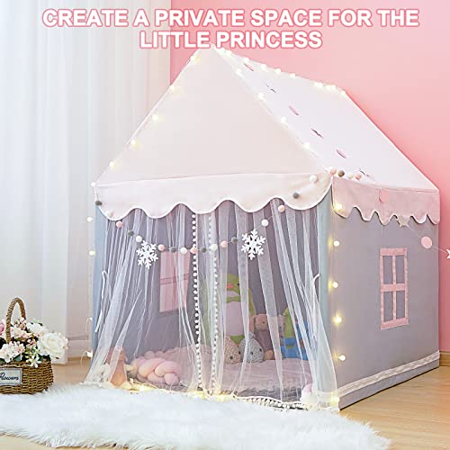 LOAOL Princess Tent for Girls with LED Fairy Lights, Kids Play Tent Large Playhouse, Indoor Tent Castle for Kids,Outdoor Kids Toddlers Playhouse Imaginative Child’s Game Play Tent Decoration Pink