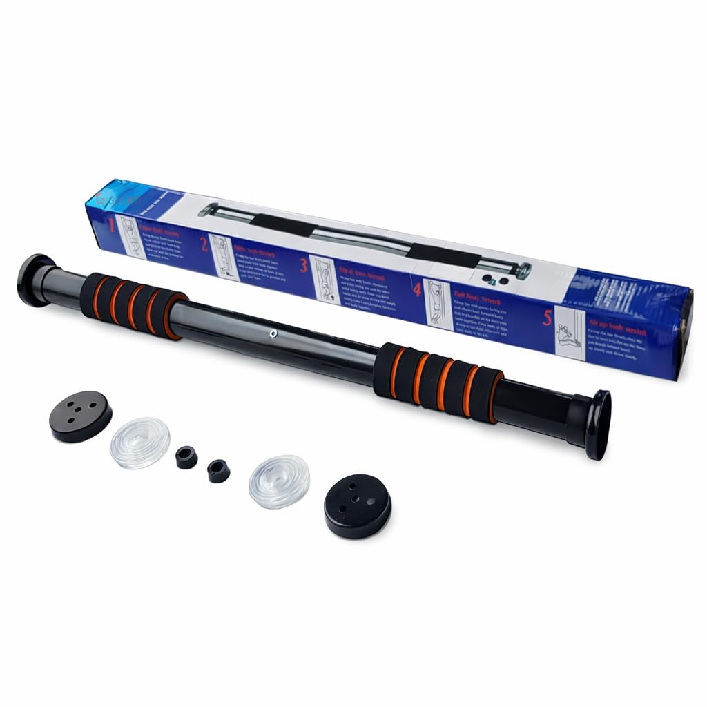 GOCART WITH G LOGO Nonslip Carbon Steel Doorway Gym Bar, Pull-up Bar for Home, Mountable, Adjustable In length, (Blue, Size 63-95)