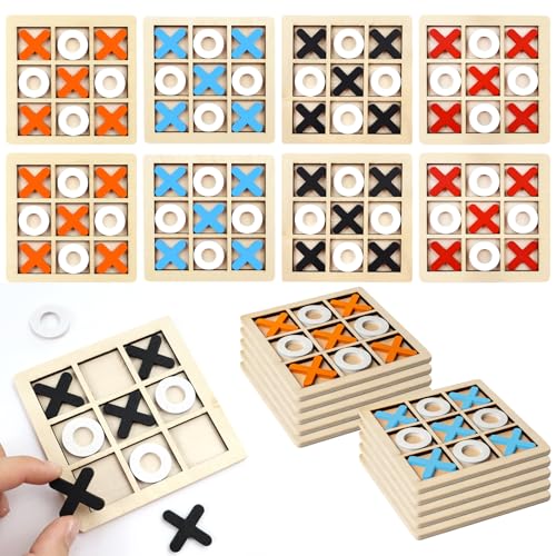 Gadgets aniversário crianças, 20 peças mini quebra-cabeças crianças de madeira Tic Tac Toe Board mesa de jogo de trio de madeira Xo presentes de fim de festa convidados para festas em família