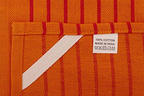 Neolino Kitchen Dish Towels, Salsa Stripe, 100% Natural Absorbent Cotton (Size 28 X 16 Inches), Pack Of 12-Orange #TOP6