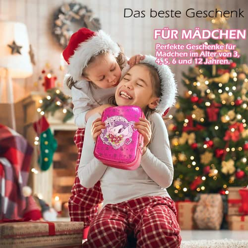 Amerrly 32PCS Kinderschminke Set Mädchen - Sichere und Abwaschbare Schminkkoffer Mädchen, Einhorn Mädchen Spielzeug, Geburtstag Geschenke für Mädchen von 4-12 Jahren