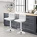 COSTWAY Bar Stools Set of 2, Modern Swivel Adjustable Height PU Leather Barstools with Back, Square Armless Counter Height 2-Pack Bar Chair for Kitchen Island Dining Living Bistro Pub Counter, White