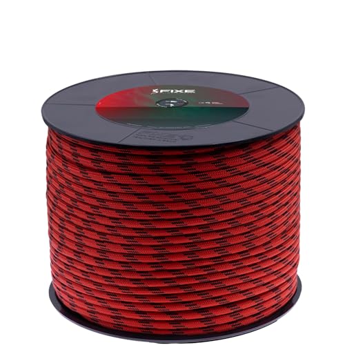 FIXE - Cuerda Auxiliar Escalada - Cuerda semiestática 100% Poliamida, 6 mm, 100 metros Roja - Alta resistencia y durabilidad - Cordino Dynemaa