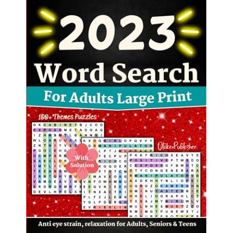 2023 word search for adults large print (Activity Book for Adults): 100+ Themes Puzzles Large Font, Anti eye strain, relaxation for Adults, Seniors & Teens (wordsearch books for adults) Cover