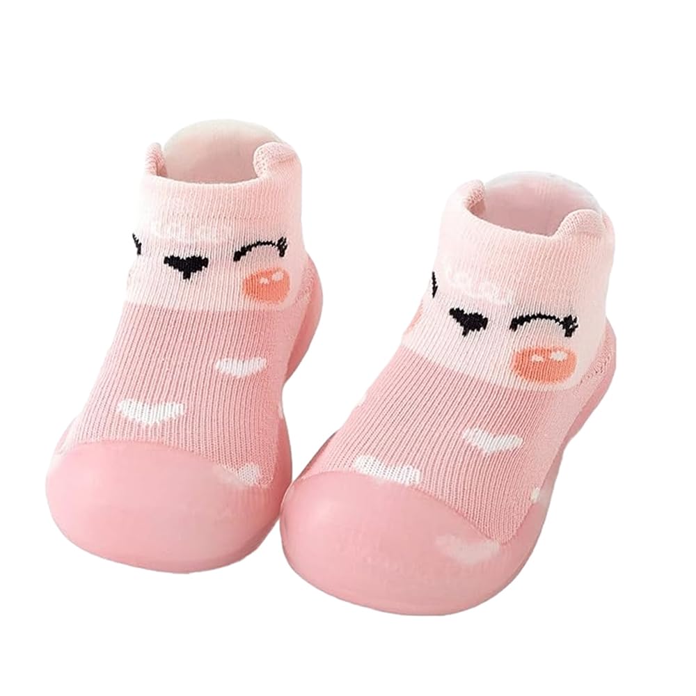 AIDIERAnti Slip Baby Toddler Socks Shoes Cartoon Baby First Walking Shoes with Soft Sole for Girl Boy 0-24 Months Indoor