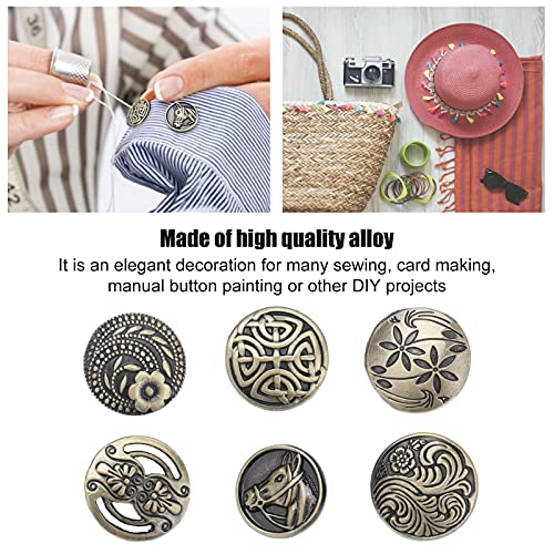 Botão, Liga Mais Elegante Circular Retrô Bronze Botão Padrão Decorativo para Camisas Suspensórios pa