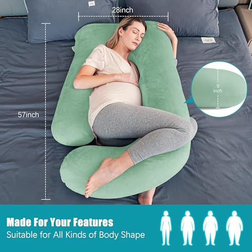 Image of Cute Castle Pregnancy Pillows, Soft U-Shape Maternity Pillow with Removable Cover - Full Body Pillows for Adults Sleeping - Pregnancy Must Haves - Jumbo 57 Inch - Green