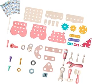 MERIGLARE 213 個 子供用工具セット 知育組み立ておもちゃ 耐久 頑丈 DIY 細かい運動 スキル育成 簡単設置 ギフト, ピンク
