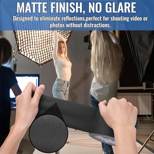 Image of Black Gaffers Tape 3 Inch -12 Roll Multi Pack Bulk - 30 Yards per Roll - Easy Tear, Non Residue Heavy Duty Gaff Tape - Waterproof Matte Cloth Gaffers Tape for Professional Photography, Filming, Stage
