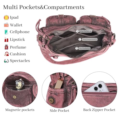 Image of Angel Kiss Hobo Purses for Women Crossbody Shoulder Bag Ladies Multi Pocket Handbags with Adjustable Shoulder Strap | Soft Vegan Leather