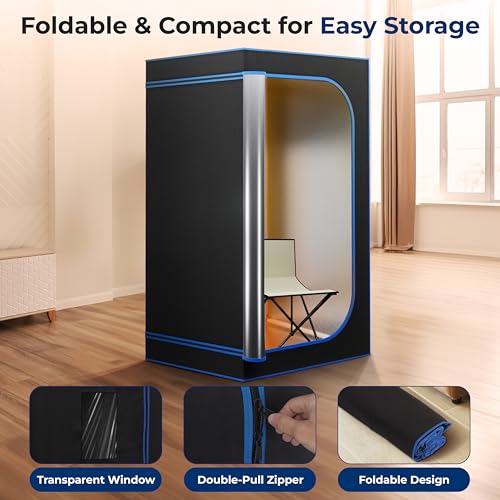 Image of SereneLife Infrared Heat Home Sauna, Compact & Portable Spa Style Steam Sauna, Foot Pad Heating Mat, Indoor Personal Sauna with Foldable Chair, At-Home Relaxation and Rejuvenation