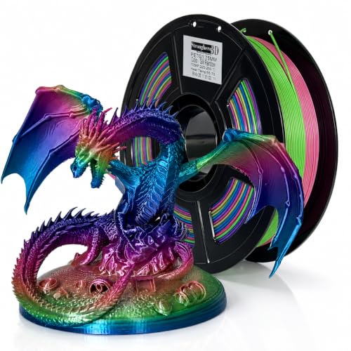 Image of PETG 3D Printer Filament 1.75mm,Silk Rainbow,High Speed Printing 500mm /s,Multi Color,Net Weight 1kg (2.2lbs)