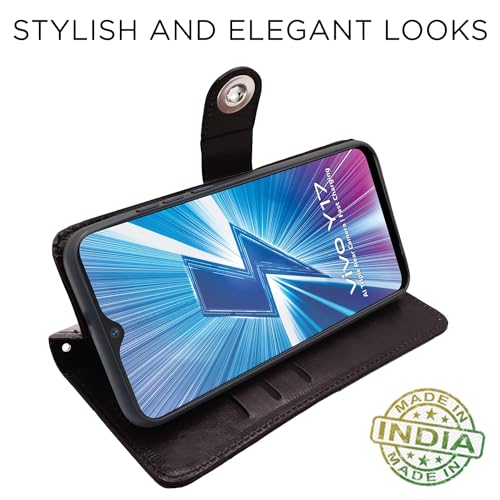 Image of Pikkme Vivo Y12 / Y15 / Y17 / U10 Flip Cover Leather Finish | Inside TPU with Card Pockets | Wallet Stand and Shock Proof | Complete Protection Flip Case (Button Coffee)