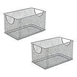 YBM HOME Mesh Storage Box, Silver Mesh Great for School Home or Office Supplies, Books, Computer Discs and More (2, 7.75 x 4.3 x 4.3)