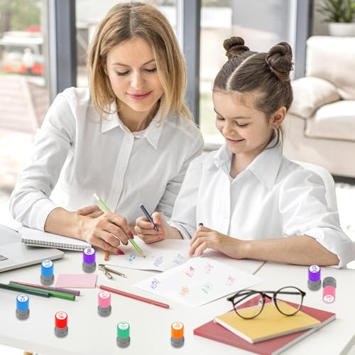 9 Stück Lehrerstempel Selbstfärbende Stempel Lehrer Lob Ermutigung Kinderstempel Lehrer Bewertung Belohnung Motivation Briefmarken Cartoon Lob Siegel Ermutigung Schüler Hausaufgaben Stamper