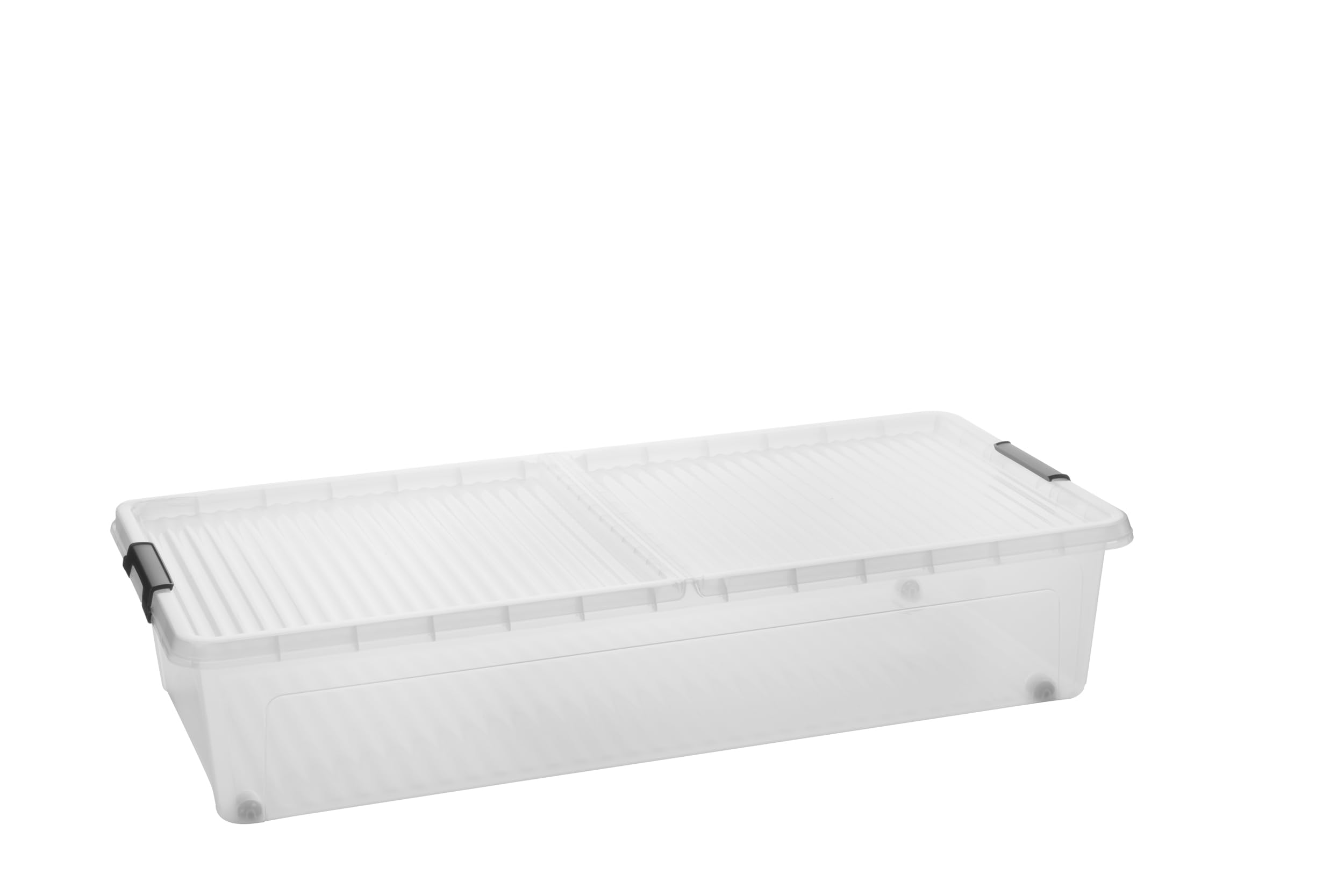 SUSTANIA Set di 6 scatole trasparenti sotto letto in plastica con coperchi di chiusura – Cassettiera sotto il letto piatto per risparmiare spazio