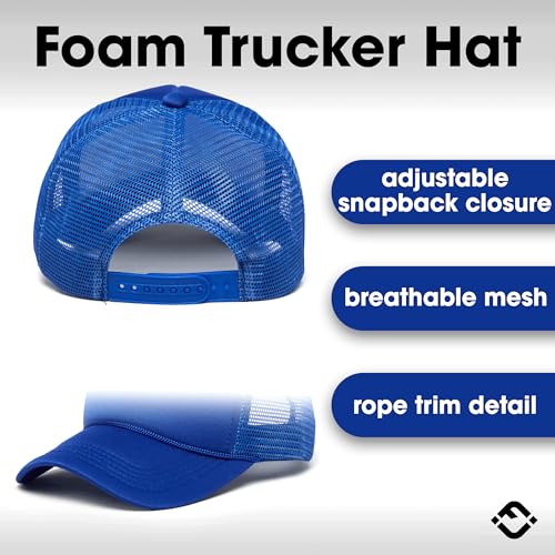 Image of Funky Junque Blank Mesh Foam Lightweight Snapback Trucker Hat | Lightweight Foam Trucker Hat with Breathable Mesh Back, Golf Beach and Street Style, Trendy Trucker Hats for Men